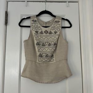 RACHEL ROY | Rachel by Rachel Roy Grey Beaded Peplum Shirt Blouse Size 6 NWOT